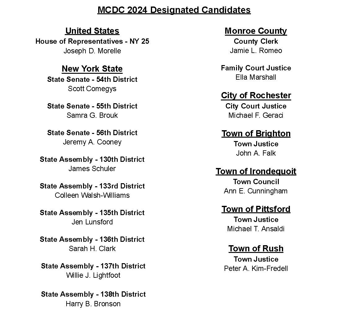 2024 Designated Primary Candidates Monroe County Democratic Committee